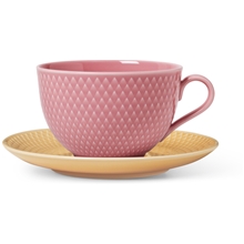 Rhombe Teekuppi ja lautanen Rosa/sand